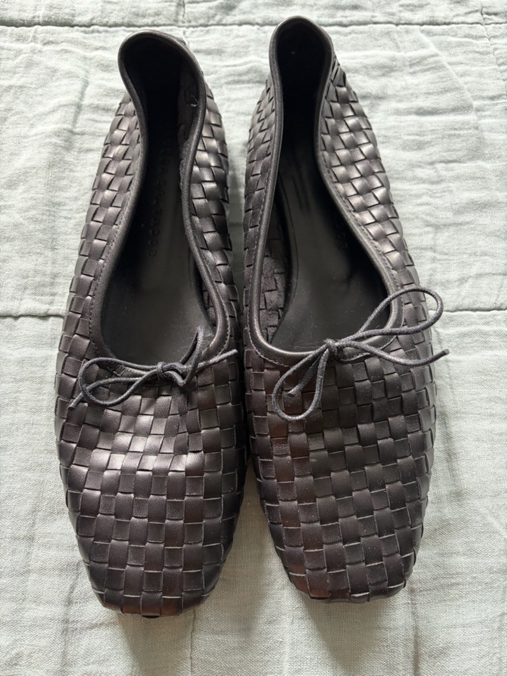 Freda Salvador Woven Leather Ballet Flats - Black
